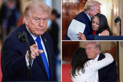 Hugs and tears at ‘Angel Family’ ceremony as Trump pays tribute to victims of migrant crime