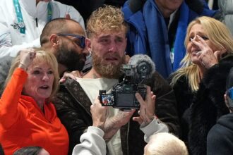 Jake Paul breaks down in tears as fiancée Jutta Leerdam shatters Olympic speedskating record
