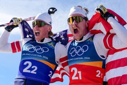 Team USA picks up silver medal in cross-country skiing team sprint at Winter Olympics
