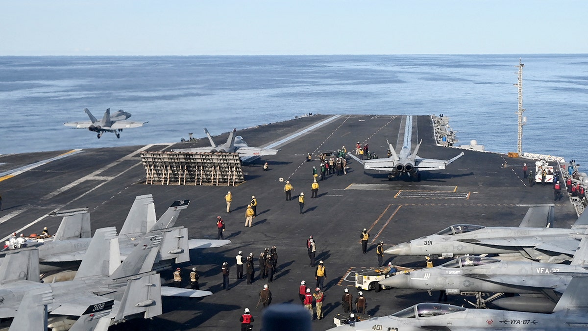 US fighter jet takes off from USS Gerald R. Ford