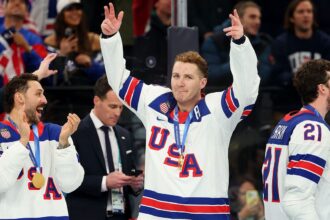 Trump wears US men’s hockey star Matthew Tkachuk’s gold medal at White House: ‘Not giving it back’