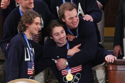 ‘U-S-A’ chants break out in House chamber as US men’s hockey gold medalists attend Trump’s State of the Union