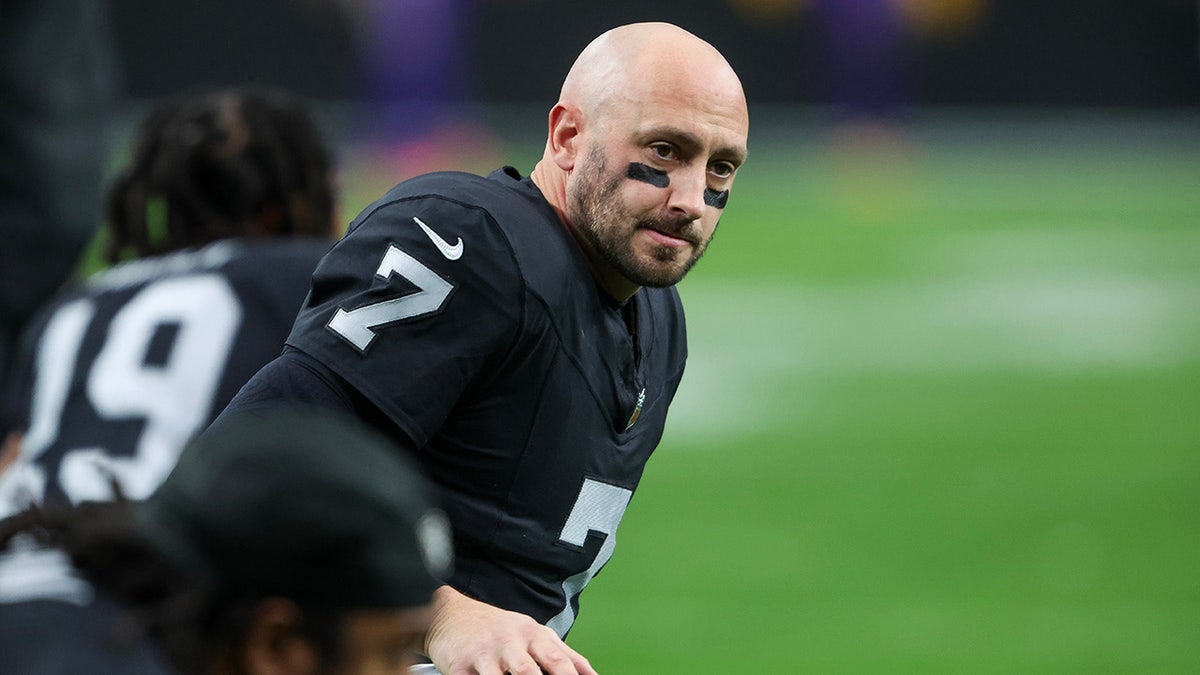 Brian Hoyer reacts before a game