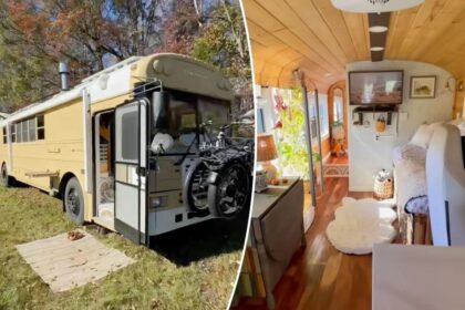 Thrifty couple buys school bus for K — and transforms it into their dream beach home