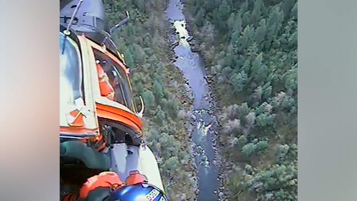 a view of river and wilderness from a Coast Guard helicopter