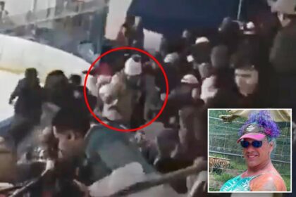 Pulse-pounding video shows heroes wrestle trans dad who opened fire at Rhode Island high school hockey game