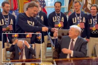 Trump welcomes US men’s Olympic hockey team to White House after gold-medal victory