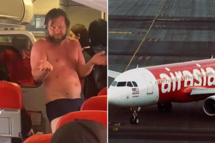 Drunk passenger ejected from flight after stripping off clothes and attempting to jump off plane: video