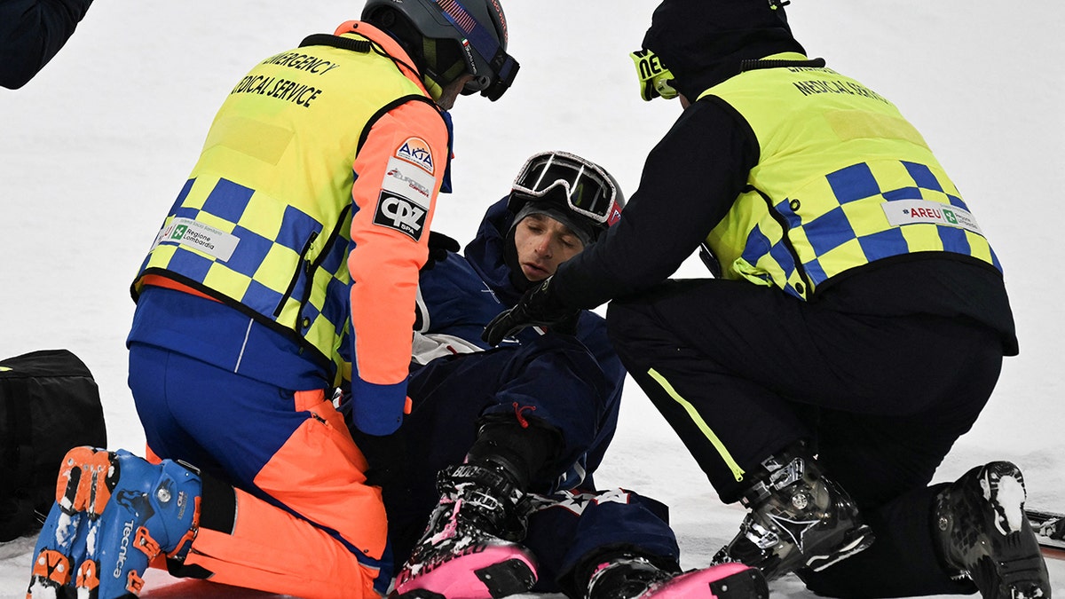 Nick Goepper with medical staff