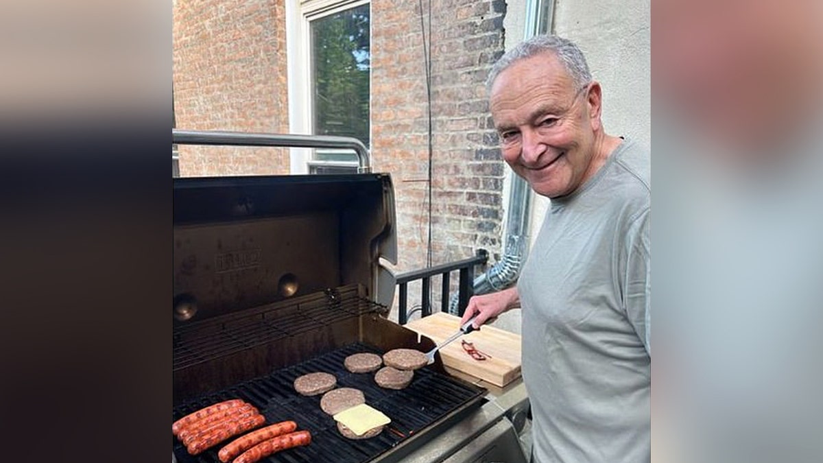 Chuck Schumer over a grill