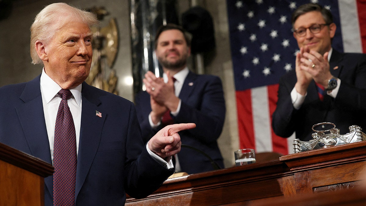 Trump points while delivering 2025 State of the Union speech
