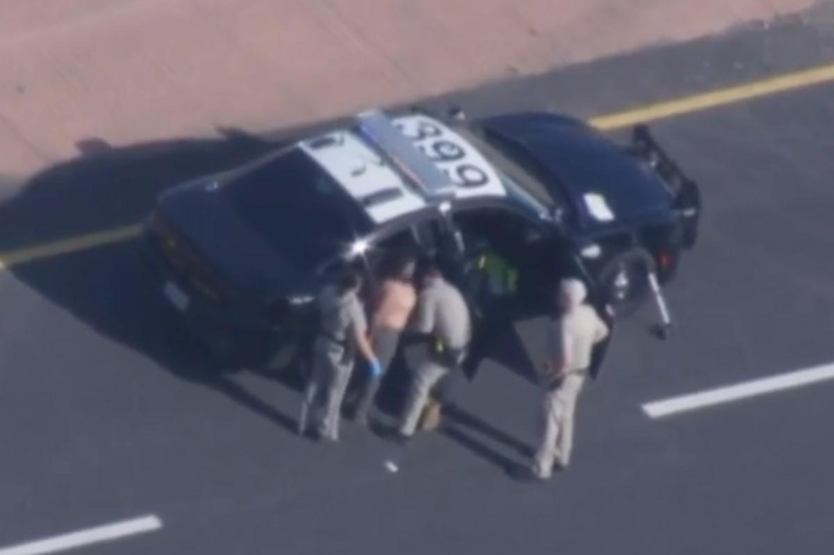 Bizarre moment naked man is arrested on Sacramento freeway after crash and carjacking attempt
