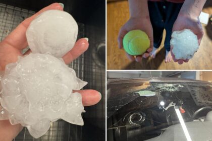 Huge chunks of hail the size of baseballs rain down on Kansas