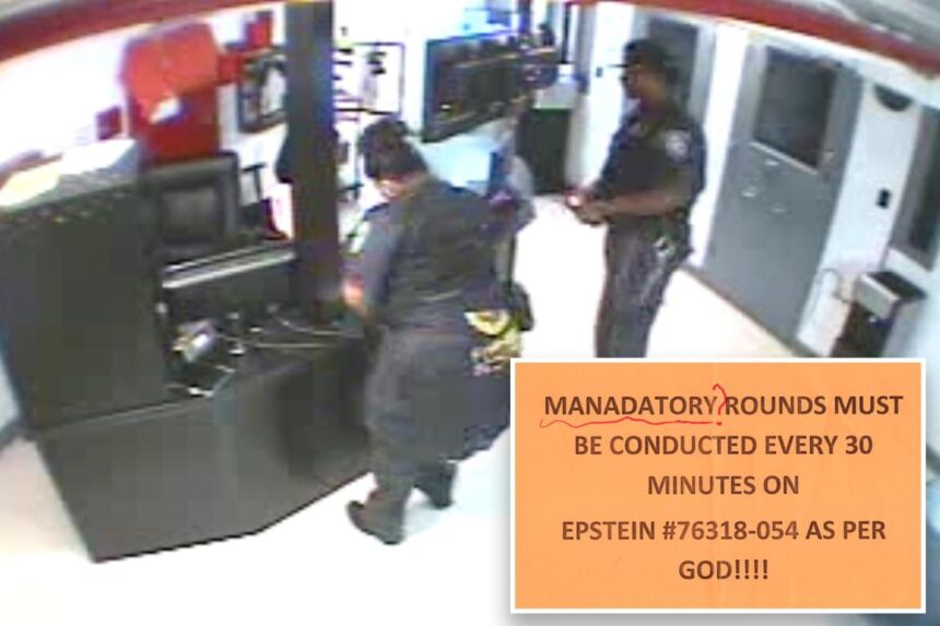 Exclusive | New video shows guards milling about with Epstein only a few feet away in his cell— instead of conducting mandatory rounds