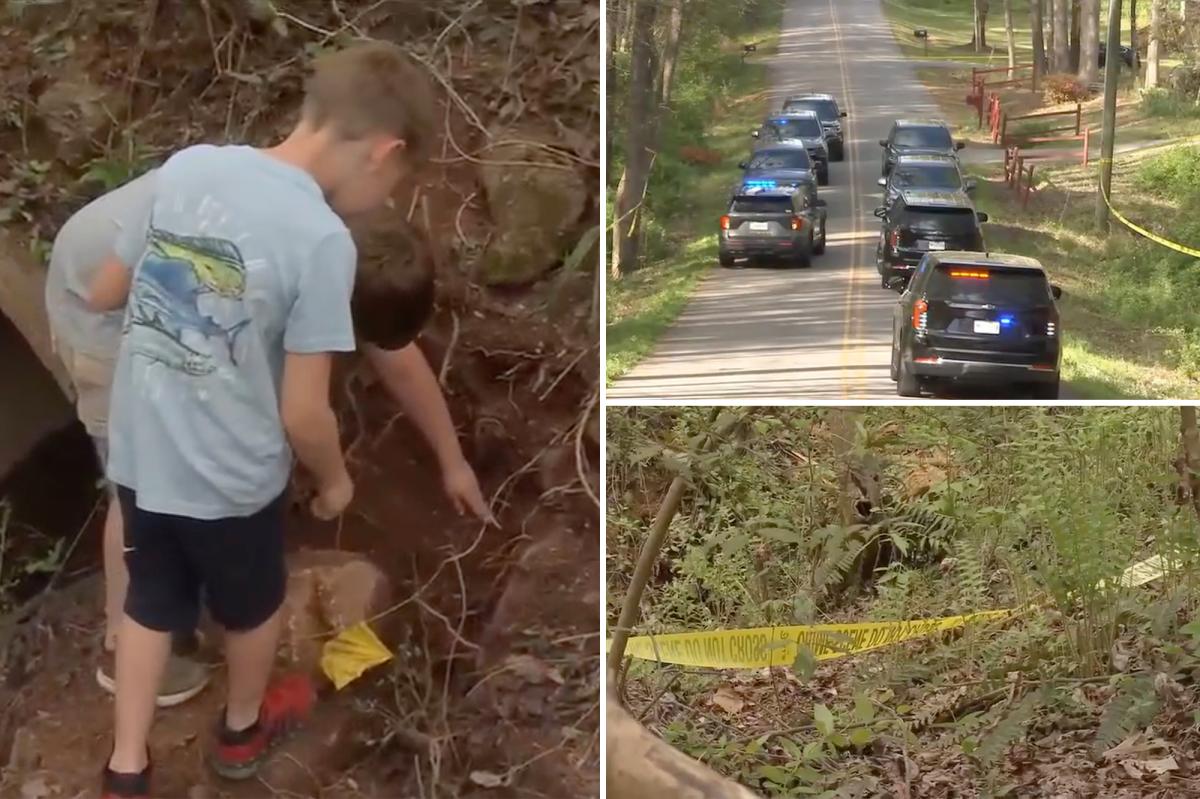 Children find human skull while playing near South Carolina creek, authorities unearth 50 more bones