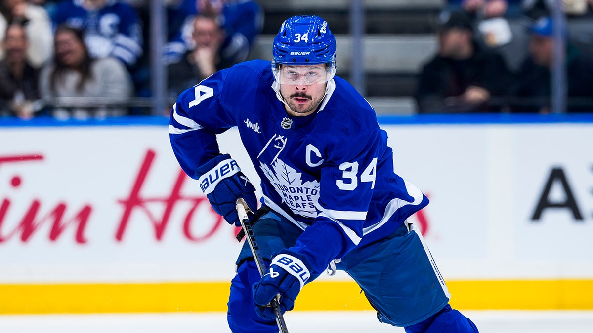 Auston Matthews skates on ice