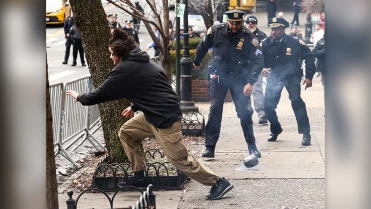 Balat runs after allegedly dropping a bomb on a Manhattan sidewalk