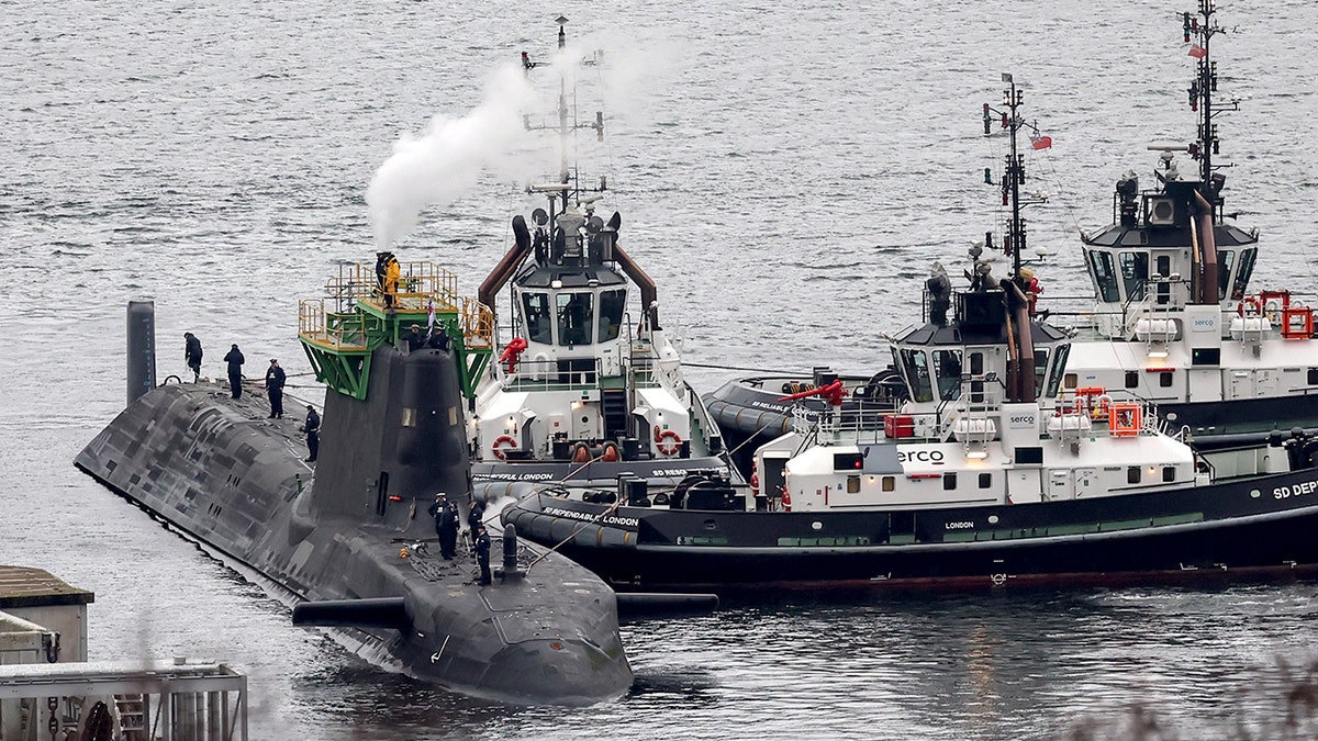 UK submarine outside HMNB Clyde base