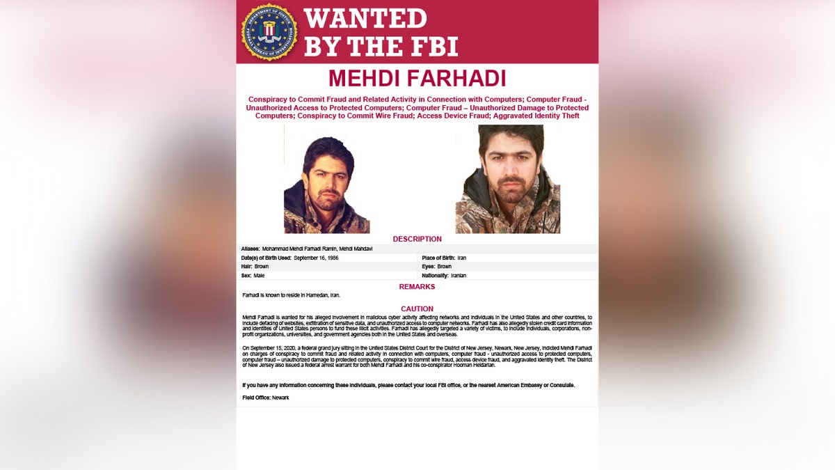 FBI wanted poster of MEHDI FARHADI