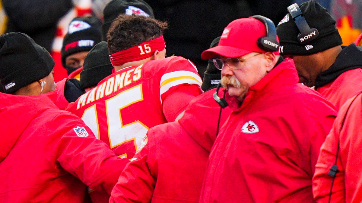 Patrick Mahomes exits the playing field after an injury.