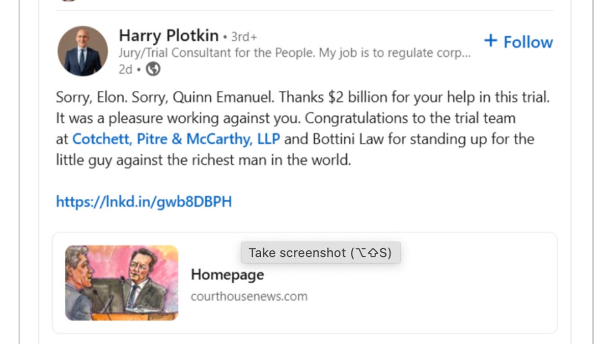 screenshot of LinkedIn post