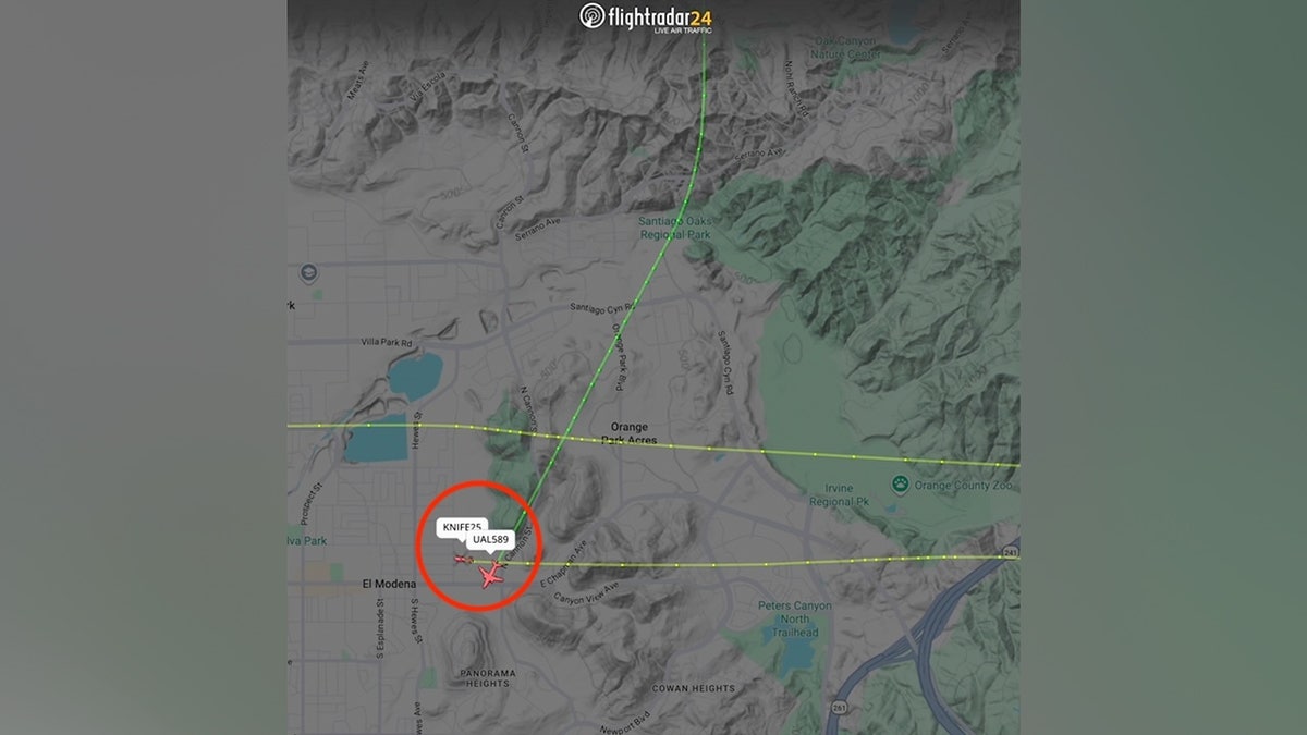 A map of the aircraft path showed the near-collision in California.