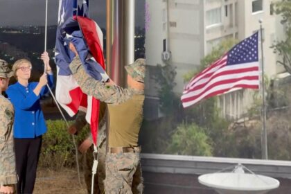 American flag raised, flies over US Embassy building in Venezuela for first time in 7 years