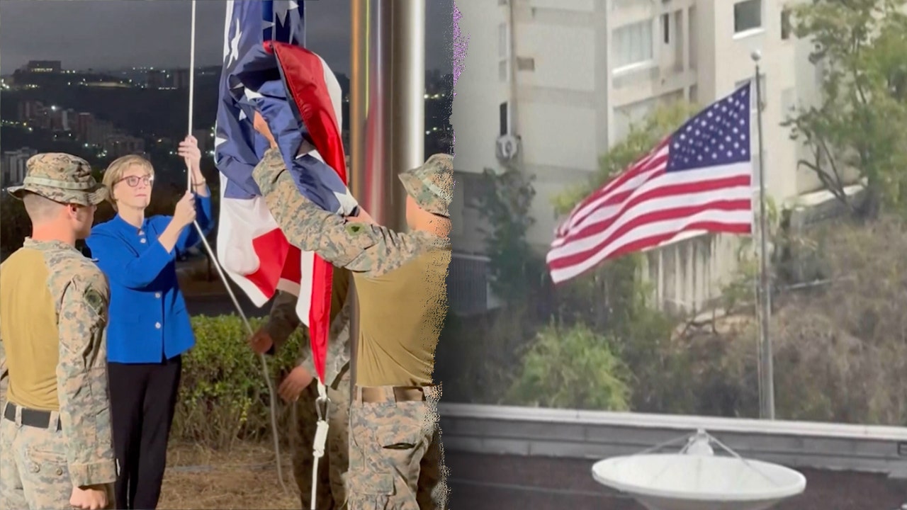 American flag raised, flies over US Embassy building in Venezuela for first time in 7 years