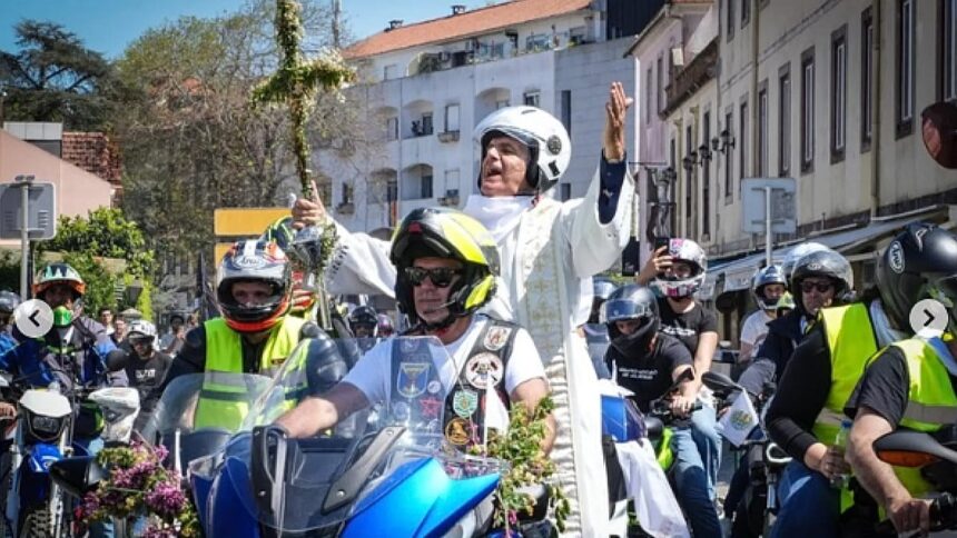 Hundreds of motorcyclists join priest in Portugal’s Easter on wheels