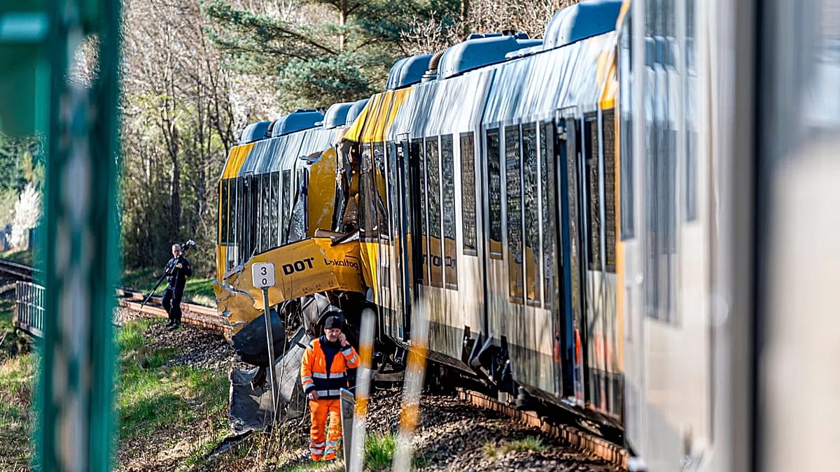 At least 18 injured, five critically, in train crash in Denmark