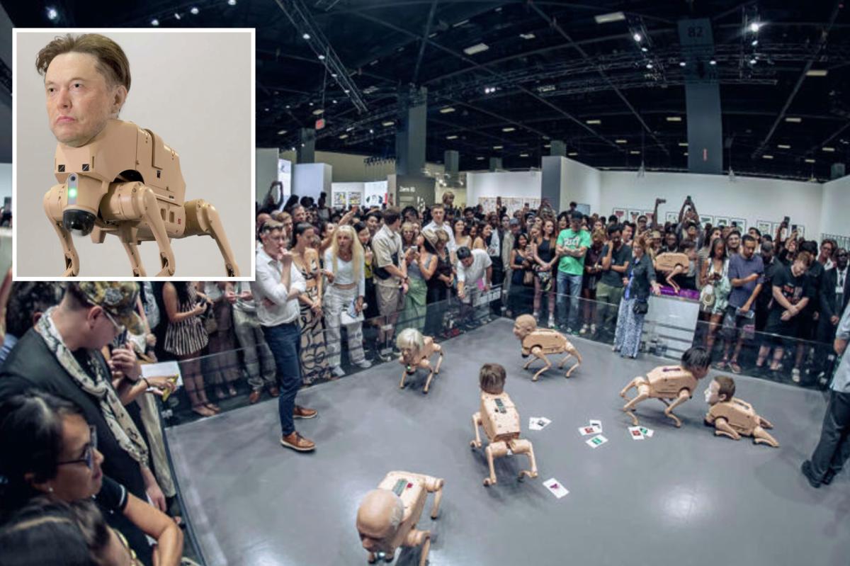 Terrifying mutant dog-bots with Elon Musk and Zuckerberg heads descend on Silicon Valley