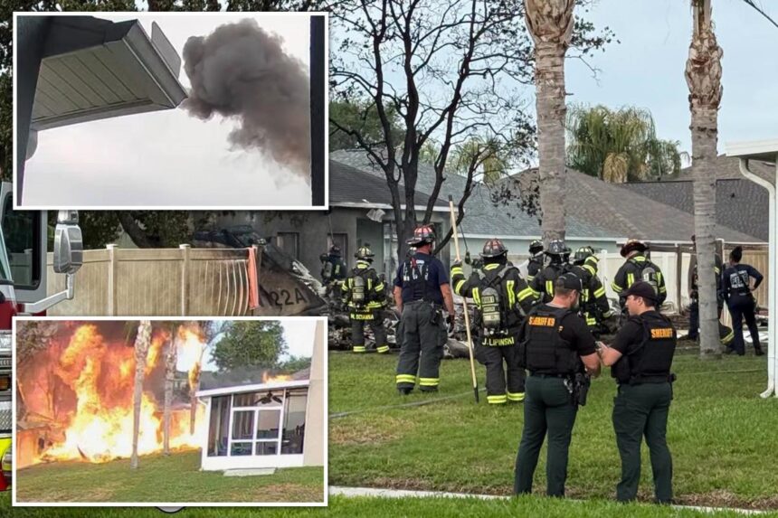 1 dead after small plane crashes into Florida yard on residential block, bursts into flames