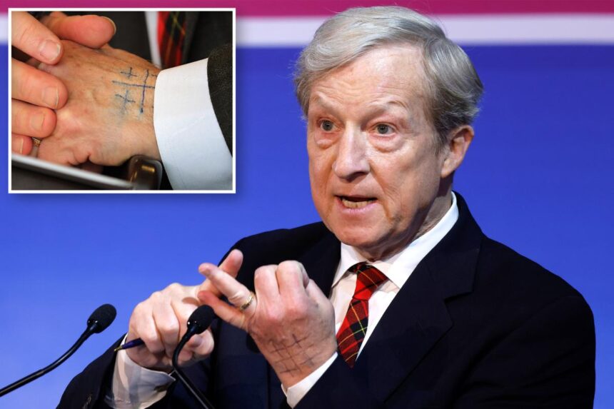 Billionaire California gov. candidate Tom Steyer reveals bizarre hand scrawls at debate