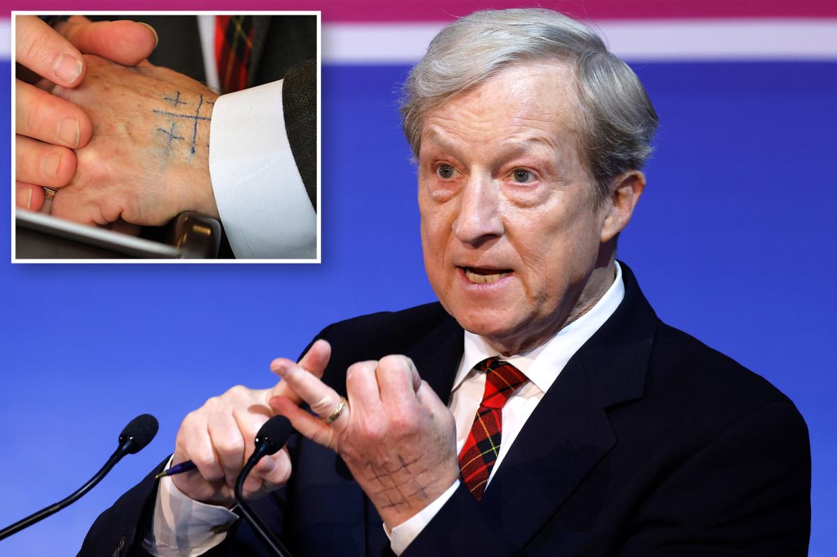 Billionaire California gov. candidate Tom Steyer reveals bizarre hand scrawls at debate