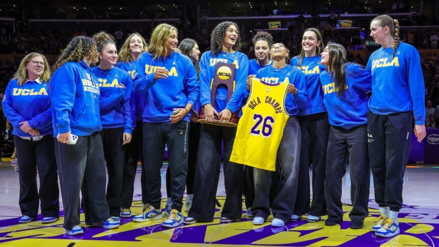 Jimmy Kimmel tells UCLA women’s basketball team to give Trump fake national championship trophy