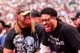 NFL star George Kittle intercepts NBA player Tyrese Haliburton’s beer WrestleMania 42