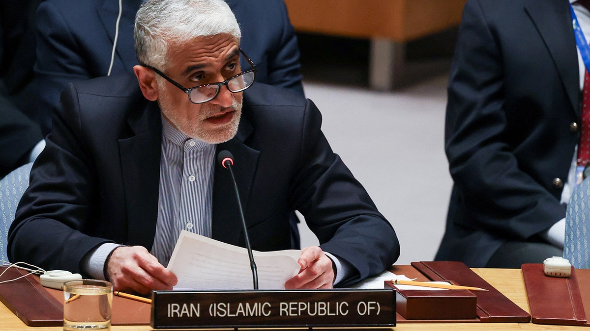 Iran's Ambassador Amir-Saeid Iravani attending a United Nations Security Council meeting in New York City