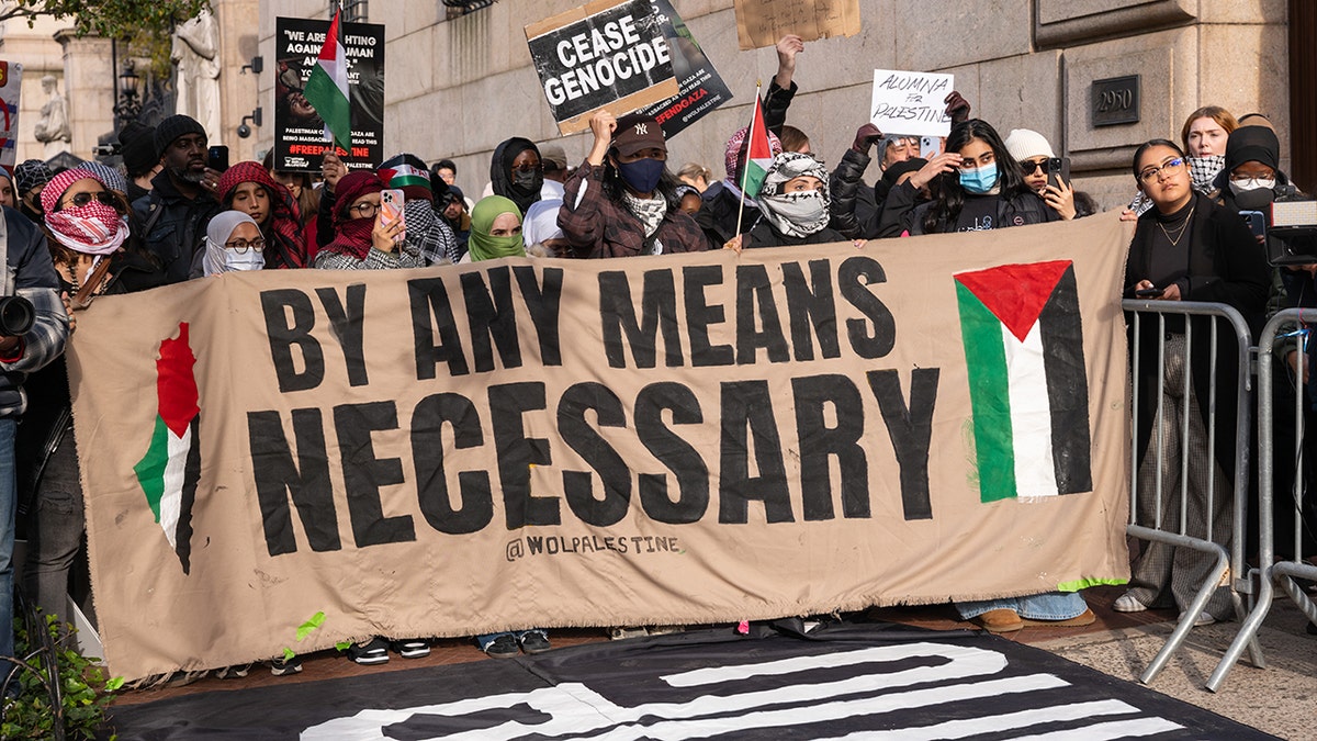 Students protesting on Columbia University campus