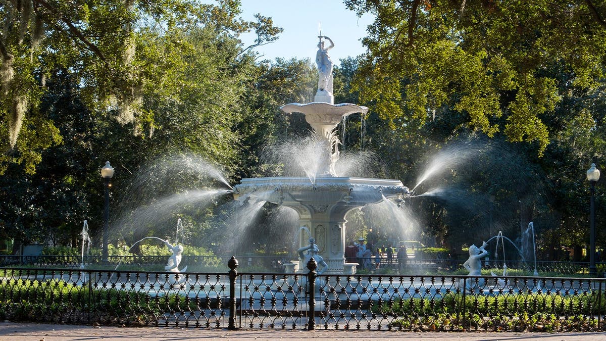 Savannah Georgia famous fountain in Forsyth Park
