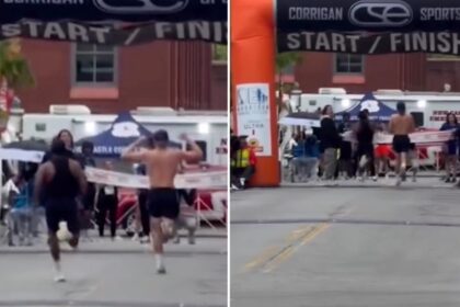 Delaware marathon runner celebrates too early — gets passed at finish line to lose by 2 seconds, viral video shows: ‘Gotta run through the tape’
