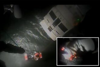 Coast Guard helicopter rescues 4 from broken-down yacht caught in 12-foot waves off Long Island: heart-stopping video