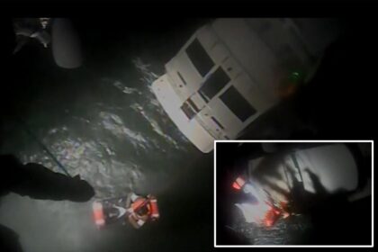 Coast Guard helicopter rescues 4 from broken-down yacht caught in 12-foot waves off Long Island: heart-stopping video