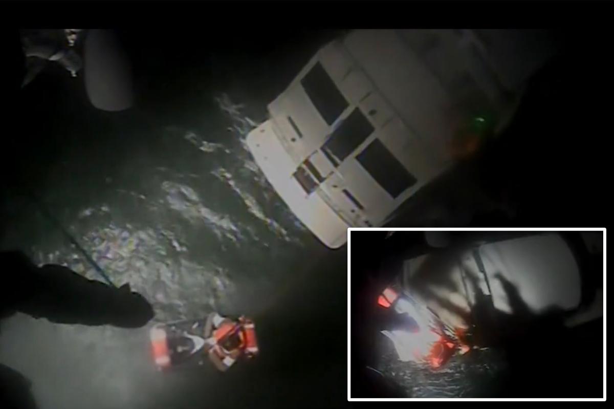Coast Guard helicopter rescues 4 from broken-down yacht caught in 12-foot waves off Long Island: heart-stopping video