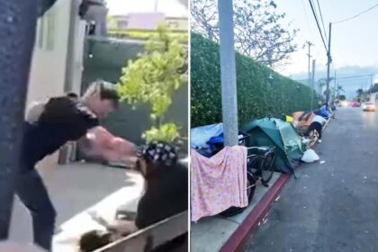 Mass brawl breaks out at Venice Beach homeless camp where Karen Bass boasted about cleanup