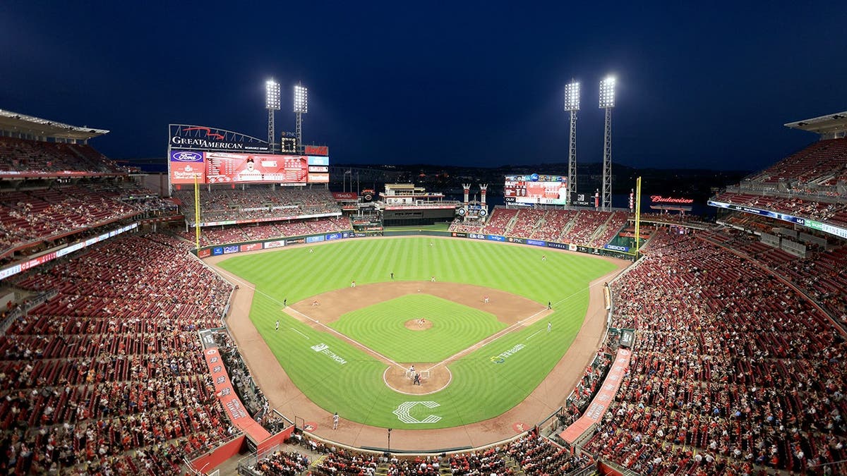 A general view of Great American Ball Park stadium interior during a baseball game.