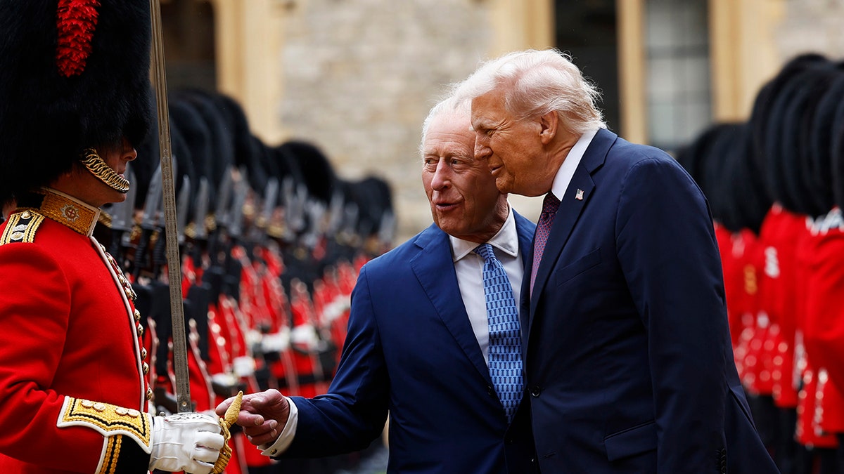 King Charles III and President Donald Trump inspecting Guard of Honour at Windsor Castle