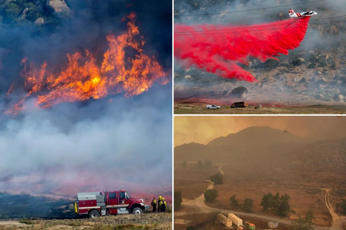Crews battle fast-growing wildfire in windy Southern California that’s forced residents to evacuate