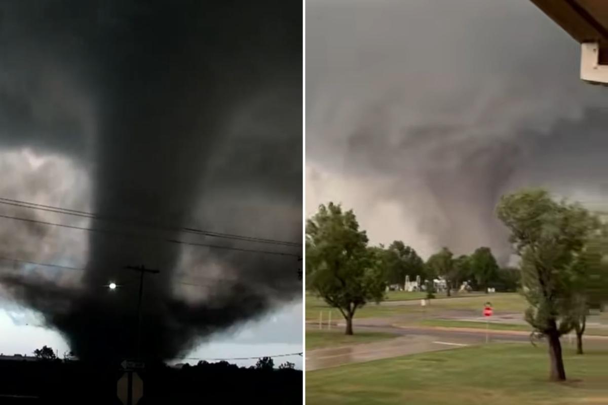 Tornado barrels through Oklahoma, ripping roofs off buildings and shutting down roads