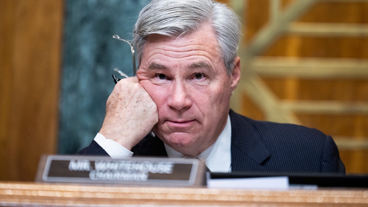 Senator Sheldon Whitehouse speaking during Senate Budget Committee hearing