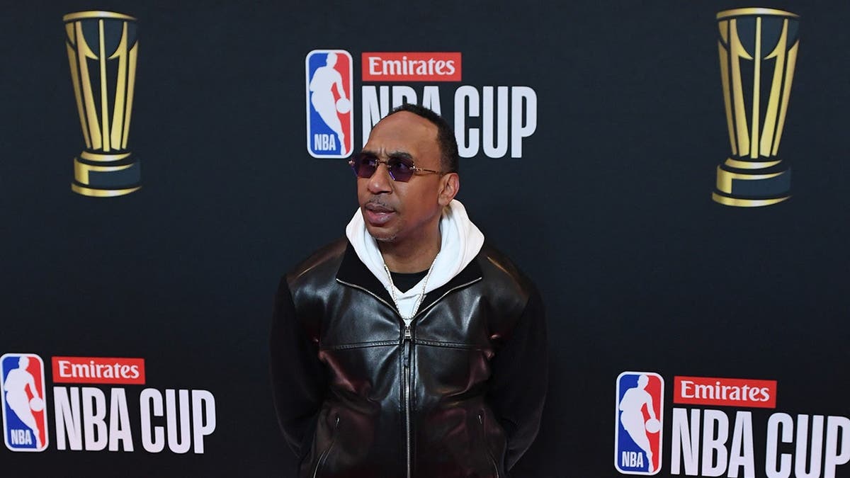 ESPN broadcaster Stephen A. Smith arriving on the red carpet at T-Mobile Arena in Las Vegas before the NBA Emirates Cup.